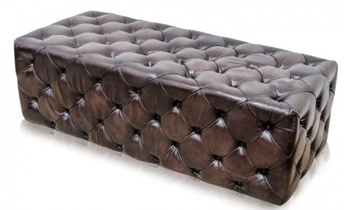 Casa Padrino Luxus Chesterfield Echtleder Fu�hocker Rotguss 144 x 64 x H. 46 cm - Luxus M�bel