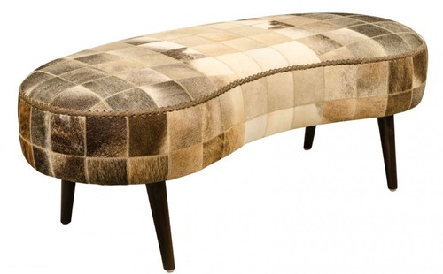 Casa Padrino Luxus Sitzbank mit Kuhfell 130 x 60 x H. 50 cm - Designerm�bel