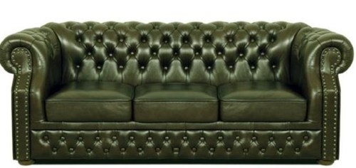 Casa Padrino Luxus Echtleder 3er Sofa Dunkelgr�n 210 x 90 x H. 80 cm - Chesterfield Sofa