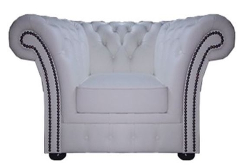 Casa Padrino Chesterfield Echtleder Sessel Wei� 110 x 90 x H. 80 cm - Luxus Kollektion
