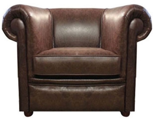 Casa Padrino Echtleder Wohnzimmer Sessel Dunkelbraun 110 x 90 x H. 80 cm - Luxus Wohnzimmerm�bel