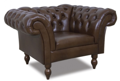 Casa Padrino Chesterfield Echtleder Sessel Dunkelbraun 130 x 90 x H. 80 cm - Wohnzimmerm�bel im Chesterfield Design