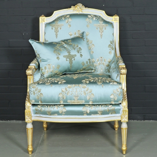 Casa Padrino Antikstil Lounge Sessel Hellt�rkis / Gold 70 x 70 x H. 100 cm - Barock M�bel