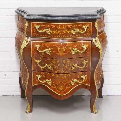 Casa Padrino Barock Kommode mit 4 Schubladen und Marmorplatte in braun / gold / schwarz 80 x 45 x H. 85 cm - Barockstil M�bel