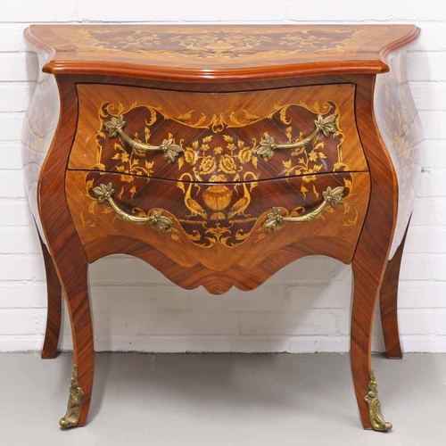 Casa Padrino Barock Kommode mit 2 Schubladen in braun Intarsien / messing 80 x 50 x H. 75 cm - Barockstil M�bel