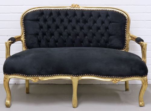 Casa Padrino Barock Kinder Sitzbank Schwarz / Gold 90 x 38 x H. 67 cm - Antik Stil Kinderm�bel