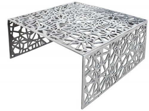 Casa Padrino Art Deco Couchtisch Silber Metall 60 x 60 x H. 32 cm - Jugendstil Tisch - M�bel Wohnzimmer