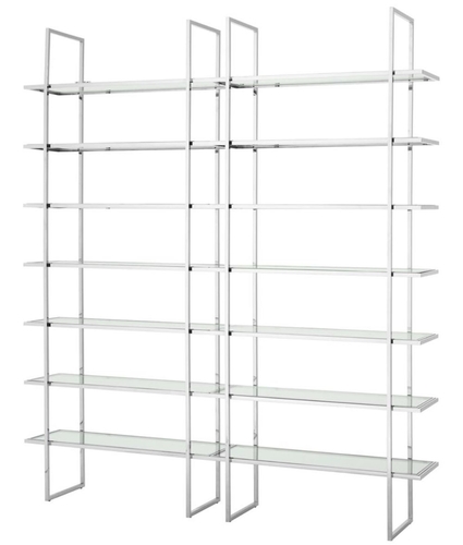 Casa Padrino Luxus Regalschrank Silber 220 x 40 x H. 253 cm - Luxus Qualit�t