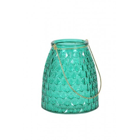 Casa Padrino Glas Teelicht Halter 13x15 cm - Dunkelgr�n/Gold - Teelichter Kerzenhalter