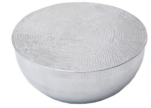 Casa Padrino Couchtisch Silber 68 cm Aluminium - Wohnzimmer Salon Tisch - Unikat