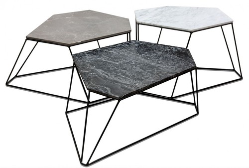 Casa Padrino Designer Couchtisch Set Wei� / Grau / Schwarz mit Muster - Luxus Wohnzimmerm�bel