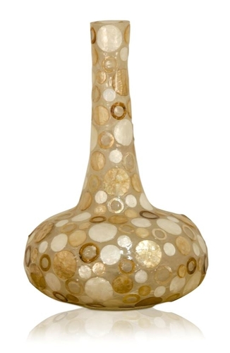 Casa Padrino Deko Vase aus Muschelschalen  26 x H. 43 cm - Ringe & Punkte