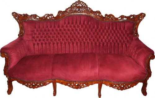 Casa Padrino Barock 3-er Sofa Master in Bordeaux / Braun - Wohnzimmer M�bel Couch Lounge - Limited Edition