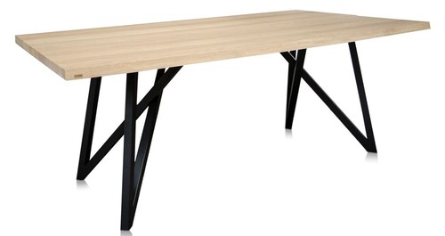 Casa Padrino Luxus Esstisch mit naturfarbener Tischplatte und schwarzen Beinen - Esszimmerm�bel 