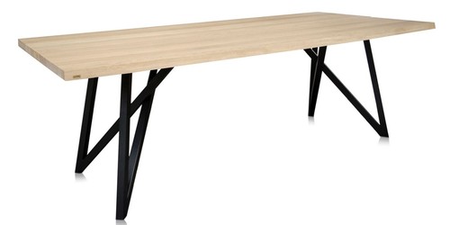 Casa Padrino Luxus Esstisch mit naturfarbener Tischplatte und schwarzen Beinen - Esszimmerm�bel 