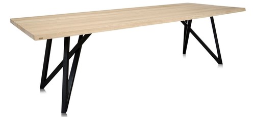 Casa Padrino Luxus Esstisch mit naturfarbener Tischplatte und schwarzen Beinen - Esszimmerm�bel 