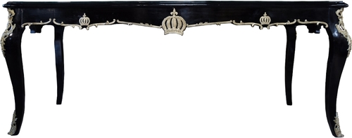 Pomp��s by Casa Padrino Barock Esstisch mit Glasplatte Schwarz / Gold - Pomp��ser Barock Esstisch designed by Harald Gl��ckler