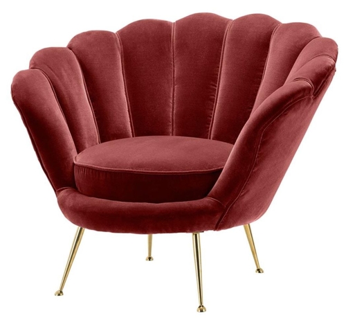 Casa Padrino Luxus Sessel Weinrot / Messing 96,5 x 79 x H. 78 cm - Designer Hotel M�bel