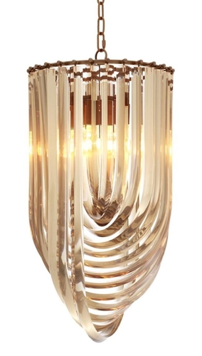 Casa Padrino Luxus Kronleuchter Champagnerfarben / Antik Messing  35 x H. 65 cm - Luxus Kollektion