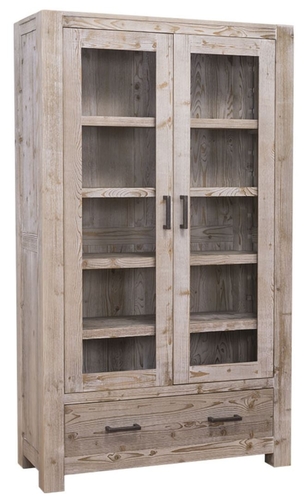 Casa Padrino Landhausstil Schrank Naturfarben 104 x 40 x H. 180 cm - Wohnzimmerschrank im Landhausstil 