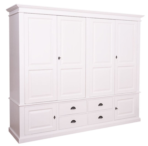 Casa Padrino Landhausstil Kleiderschrank Wei� 232 x 59 x H. 197 cm - Schlafzimmerm�bel im Landhausstil 