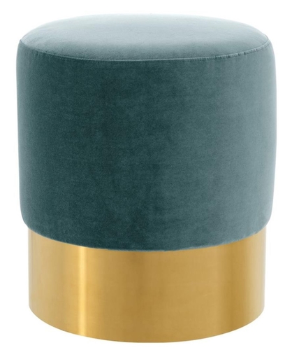 Casa Padrino Luxus Hocker Dunkelt�rkis / Gold  40 x H. 45 cm - Hotel M�bel