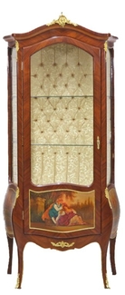 Casa Padrino Barock Vitrine Model Mahagoni Braun / Gold H 190 cm, B 85 cm - Vitrinenschrank - Wohnzimmerschrank