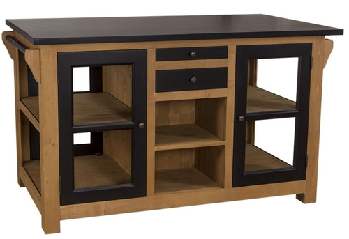 Casa Padrino Landhausstil K�chenschrank mit Arbeitsplatte Naturfarben / Schwarz 150 x 90 x H. 90 cm - Landhausstil K�chenm�bel