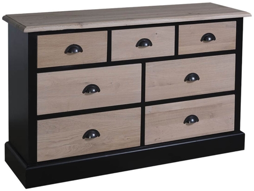 Casa Padrino Landhausstil Sideboard Schwarz / Naturfarben 122 x 38 x H. 75 cm - M�bel im Landhausstil 