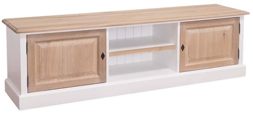 Casa Padrino Landhausstil Fernsehschrank Wei� / Naturfarben 180 x 46 x H. 56 cm - TV Sideboard im Landhausstil 
