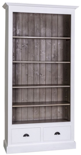 Casa Padrino Landhausstil B�cherschrank Wei� / Braun 109 x 39 x H. 210 cm - Wohnzimmerm�bel im Landhausstil