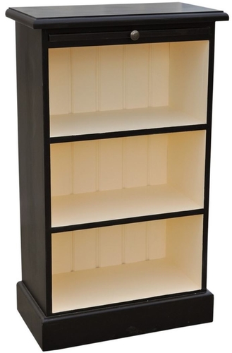 Casa Padrino Landhausstil B�cherschrank Schwarz / Creme 58 x 32 x H. 98 cm - Landhausstil B�rom�bel