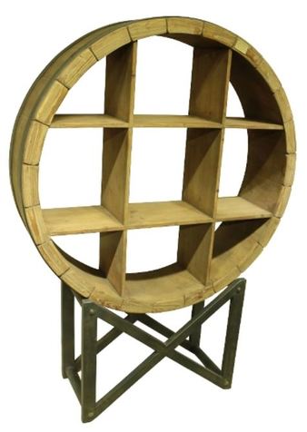 Casa Padrino Landhausstil Regalschrank Naturfarben / Schwarz 120 x 37 x H. 168 cm - Wohnzimmerm�bel im Landhausstil