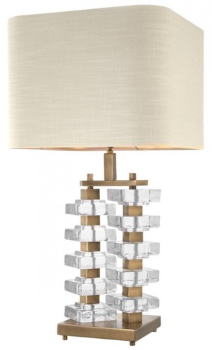 Casa Padrino Tischleuchte mit naturfarbenem Lampenschirm 27 x 40 x H. 77 cm - Luxus Hotel & Restaurant M�bel  