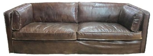 Casa Padrino Echtleder Wohnzimmer Sofa Vintage Dunkelbraun 225 x 99 x H. 73 cm - Luxus M�bel