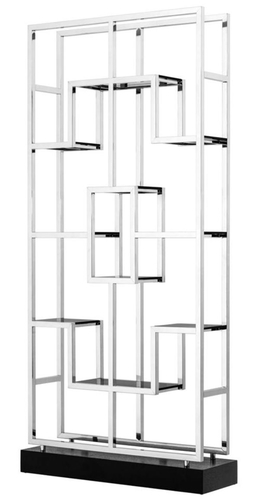 Casa Padrino Luxus Wohnzimmer Regalschrank Silber / Schwarz 108 x 29 x H. 240 cm - Luxus M�bel