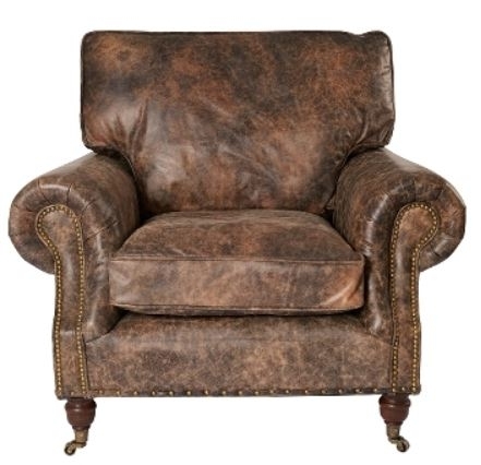 Casa Padrino Luxus Echtleder Sessel Vintage Braun 106 x 105 x H. 93 cm - Art Deco M�bel