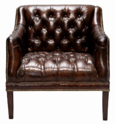 Casa Padrino Luxus Echtleder Wohnzimmer Sessel Dunkelbraun 80 x 84 x H. 79 cm - Chesterfield M�bel