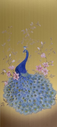 Harald Gl��ckler Designer Barock Vliestapete 58511 - Pfau - Gold / Mehrfarbig