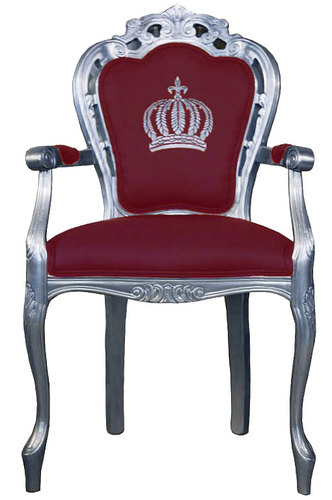 Pomp��s by Casa Padrino Luxus Barock Esszimmerstuhl mit Armlehnen Weinrot / Silber - Pomp��ser Barock Stuhl designed by Harald Gl��ckler