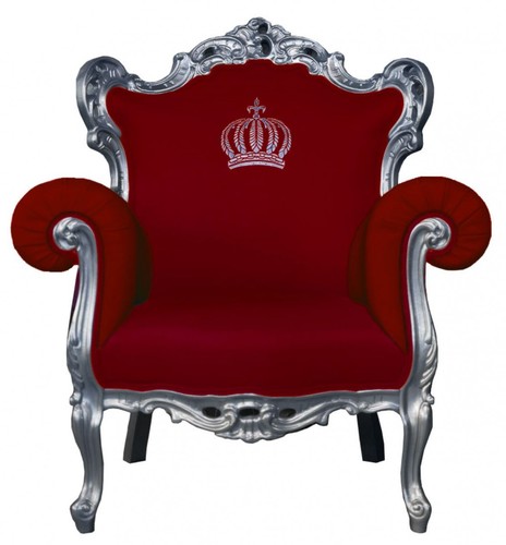 Pomp��s by Casa Padrino Luxus Barock Sessel Rot / Silber - Pomp��ser Barock Sessel designed by Harald Gl��ckler