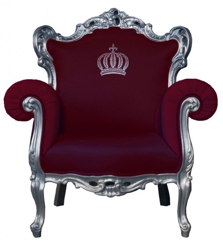 Pomp��s by Casa Padrino Luxus Barock Sessel Weinrot / Silber - Pomp��ser Barock Sessel designed by Harald Gl��ckler