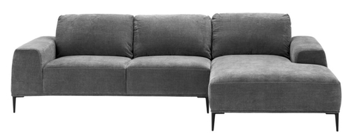 Casa Padrino Luxus Lounge Ecksofa Grau / Schwarz 285 x 164 x H. 80 cm - Wohnzimmer Sofa