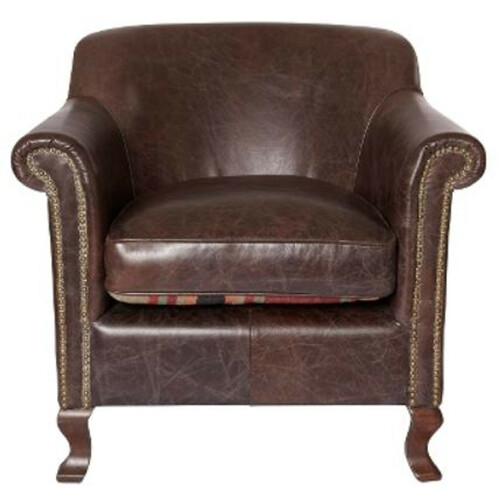 Casa Padrino Luxus Leder Sessel Dunkelbraun 88 x 81 x H. 79 cm - Echtleder M�bel