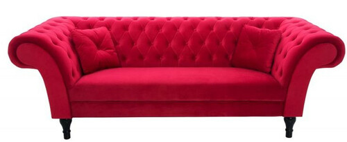 Casa Padrino Chesterfield Sofa in Rot 225 x 90 x H. 79 cm - Designer Chesterfield Sofa