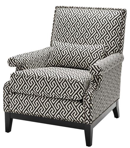 Casa Padrino Luxus Sessel Schwarz / Wei� 75 x 85 x H. 93 cm - Hotel M�bel