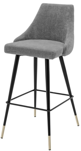 Casa Padrino Luxus Barstuhl Grau / Schwarz 47 x 52 x H. 101 cm - Luxus Barm�bel