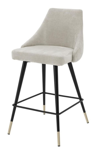 Casa Padrino Luxus Barstuhl Sandfarben / Schwarz 47 x 52 x H. 91 cm - Luxus Barm�bel