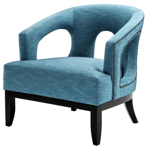 Casa Padrino Wohnzimmer Sessel T�rkis / Schwarz 80 x 76 x H. 79 cm - Luxus Wohnzimmerm�bel