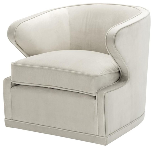 Casa Padrino Wohnzimmer Sessel / Drehsessel Hellgrau 75 x 80 x H. 73 cm - Luxus Wohnzimmerm�bel